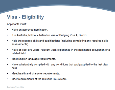 来澳洲工作签证移民 - 482签证要求