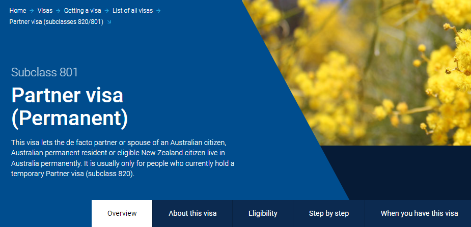 澳洲801配偶签证