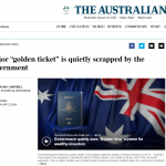 【行业新闻】澳洲投资移民签证或将彻底结束，申请已经悄悄关闭！