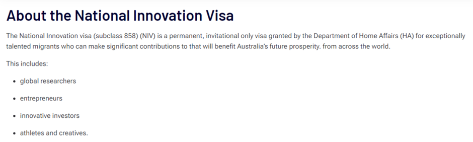 National Innovation Visa
